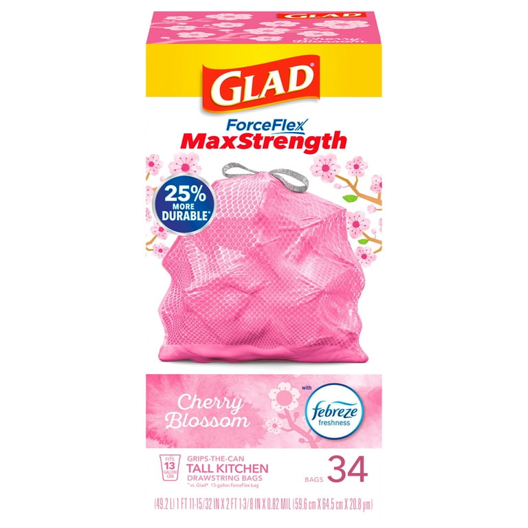 Glad Forceflexplus Tall Kitchen Drawstring Trash Bags - 13 Gallon White Trash  Bag - Odorshield - 100ct : Target