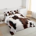 thumbnail image 3 of Homewish Rustic Farmhouse Cowhide Queen Comforter Set,Country Cattle Print Bedding Sets,White Brown Bedding Comforter Set For Bots Kids,Microfiber Bedroom Decor Reversible,3 Pieces, 3 of 8