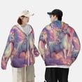 thumbnail image 4 of Daiia Colorful Cloud White Horse UPF 50+ Sun Protection Hoodie Jacket Lightweight Long Sleeve Sun Shirt for Women Men with Pocket Hiking Outdoor-X-Large, 4 of 7