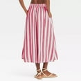 thumbnail image 6 of ABATAB Womens Wide Leg Capri Pants Cotton Linen Striped Culottes Summer Elastic Waist Baggy Fashion Bottoms with Pockets, 6 of 6