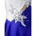 thumbnail image 4 of MSemis Kids Girls Sequins Floral Gymnastics Leotard Roller Figure Ice Skating Dress Blue&White 10, 4 of 6