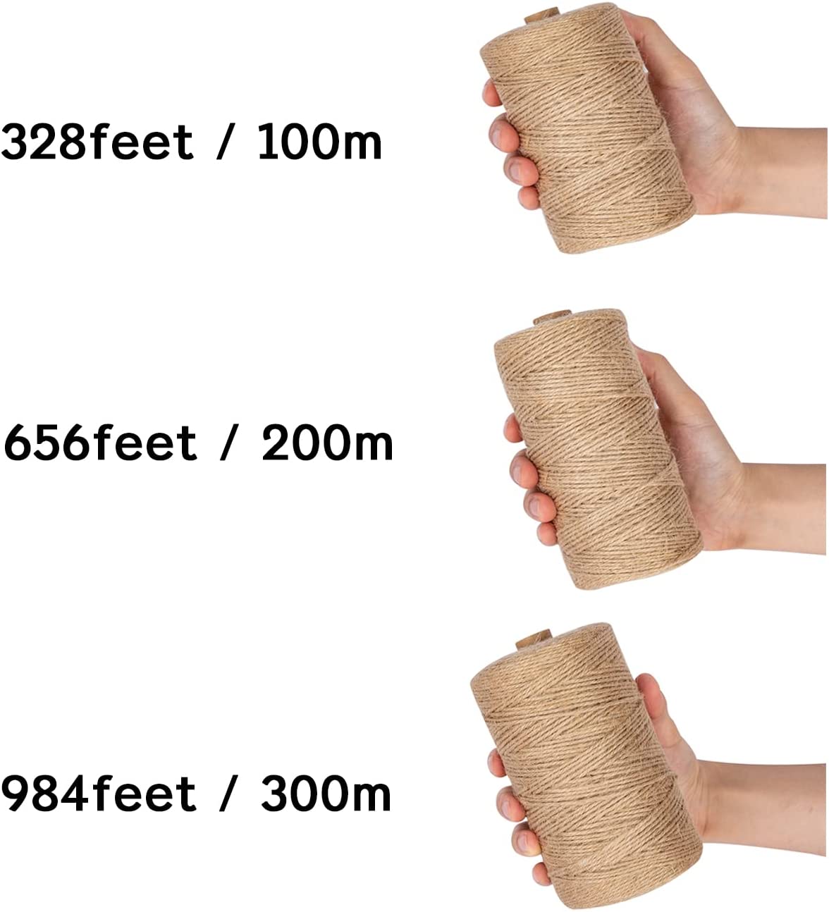 2mm Natural Jute Twine 4Roll 42Yard 2mm 3Ply Brown String Burlap