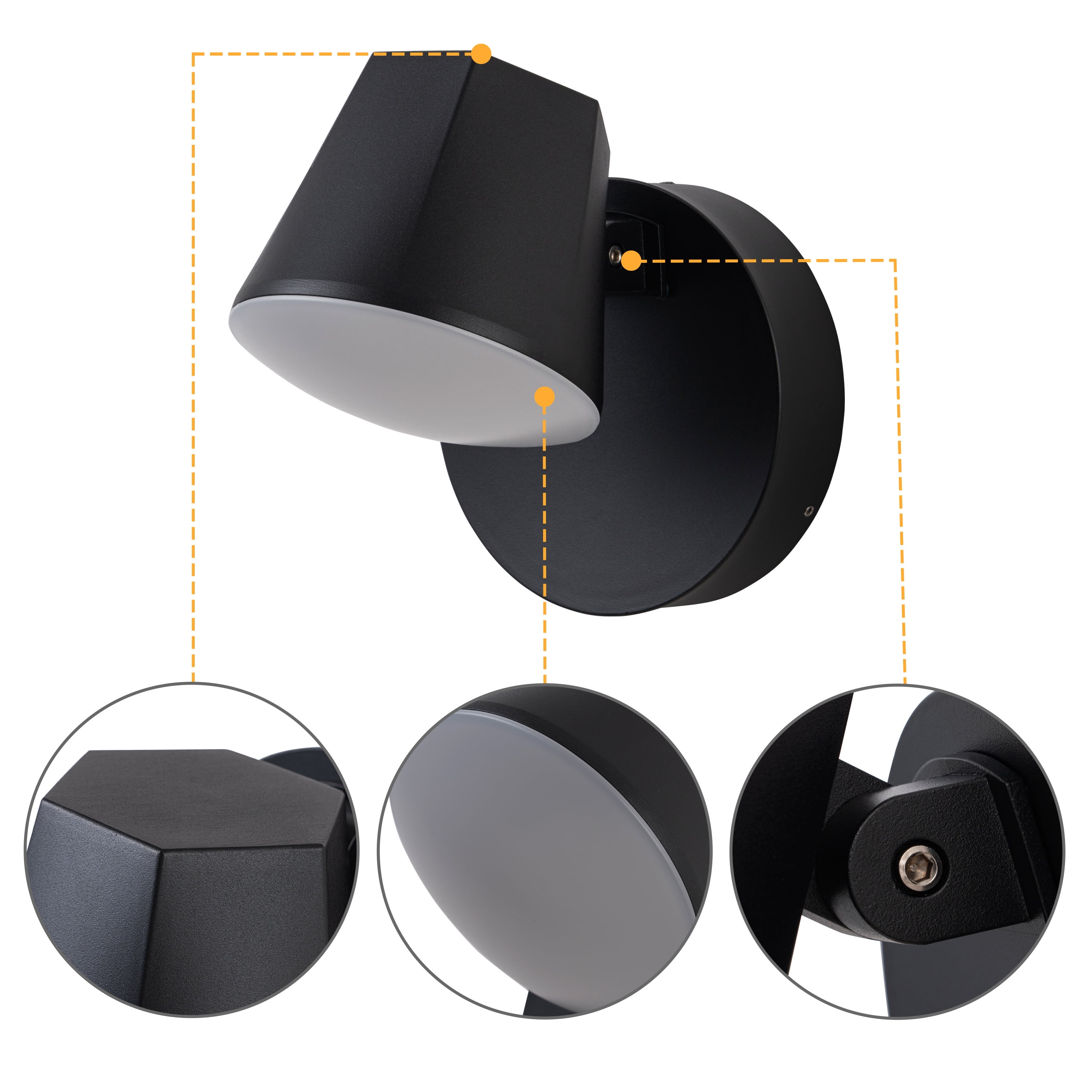 C Cattleya Modern Black Aluminum LED Outdoor Indoor Wall Light with Adjustable Head