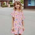 thumbnail image 5 of Abcomgle Girls Two Piece Sets 10 -12 Rainbow Graphic Ruffle Sleeve T Shirts and Elastic Waist Shorts Cute Casual Girls Summer Clothes 14-15 Years,Pink, 5 of 5