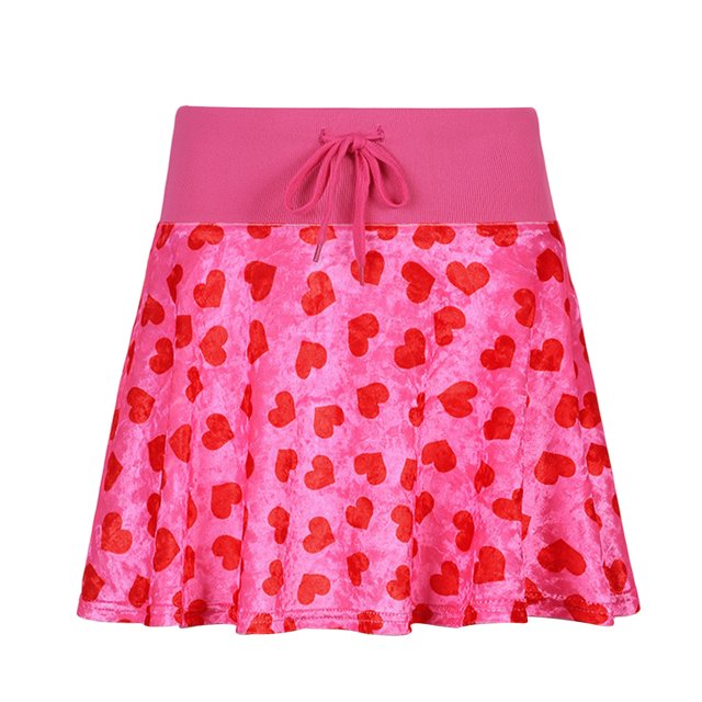 Mini Falda Falda corta con estampado de amor para mujer, minifalda de terciopelo acanalado de poliéster de cintura alta (L) Ygjytge para Mujer Rosa T 18