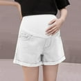 thumbnail image 2 of Taqqpue Maternity Denim Shorts Over Bump Ripped Distressed Folded Hem Jean Shorts Comfy Summer Pregnancy Shorts, 2 of 6
