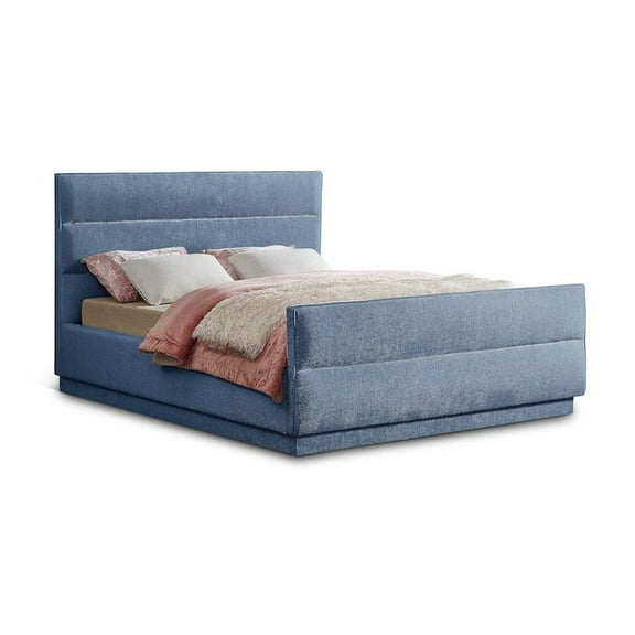 Meridian Furniture Paxton Light Blue Chenille Fabric Queen Bed