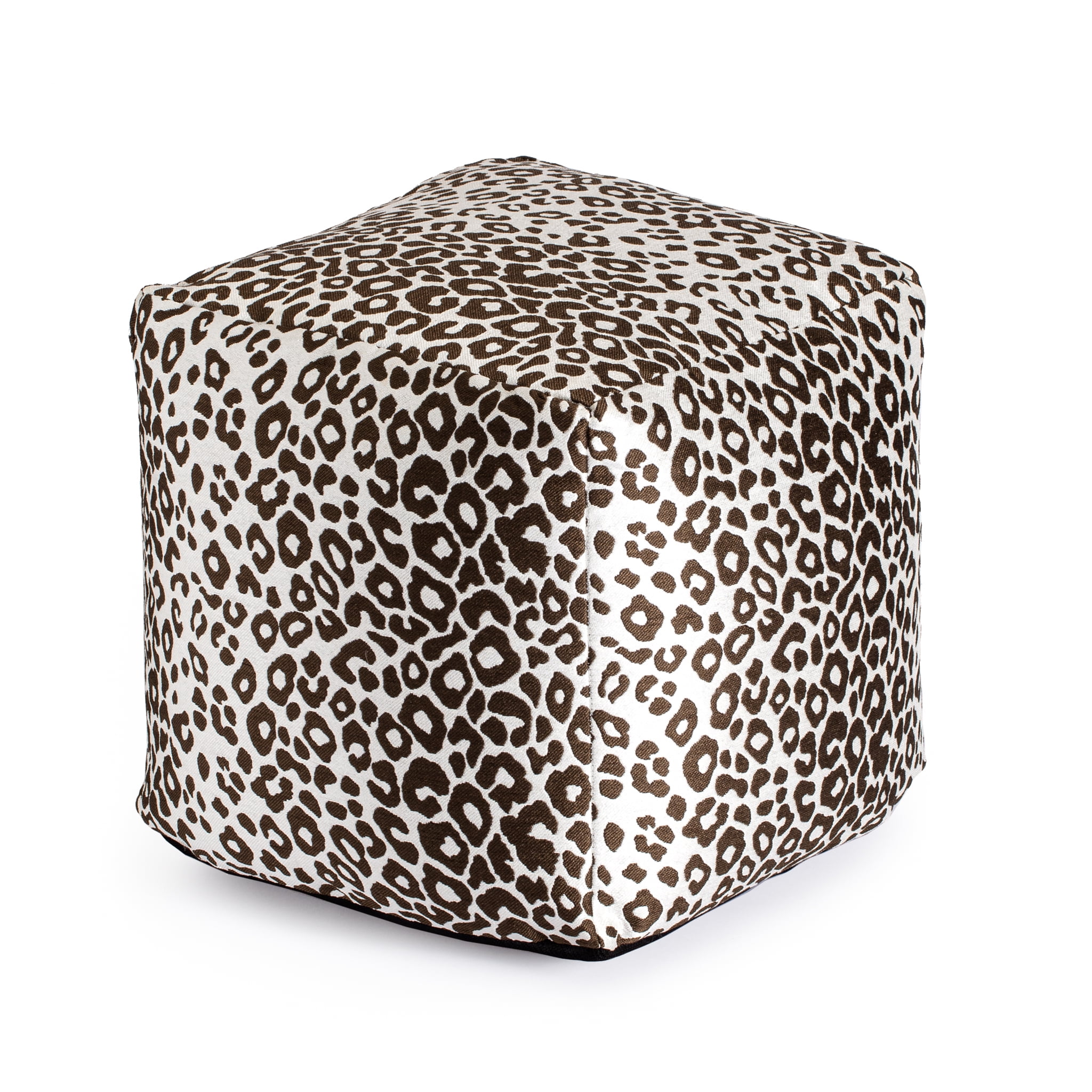 Amur Brown 18" x 18" x 18" Red & Ivory Pouf