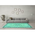thumbnail image 3 of Ahgly Company Indoor Square Abstract Turquoise Blue Modern Area Rugs, 5' Square, 3 of 4