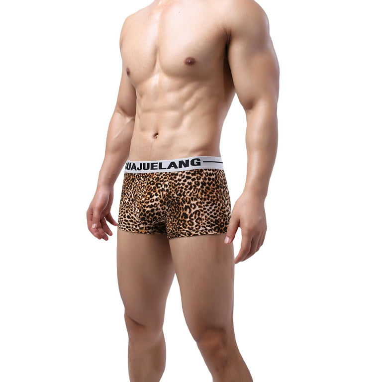 Biekopu Hot Sexy Men Leopard Printed Underwear Boxer Underpants