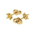 thumbnail image 2 of 14K Solid Gold Push Back Stud Earrings for Women | 0.5 cttw Princess Cut Simulated Yellow Diamond | Yellow Gold, 2 of 5