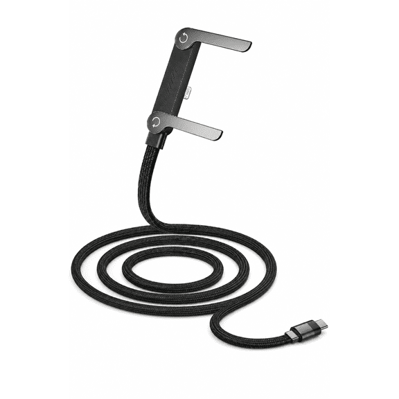 TYPPKMM 240W Braided Fast Charge Cable with Built-In Stand, Type-C to Lightning for Samsung Galaxy, Black
