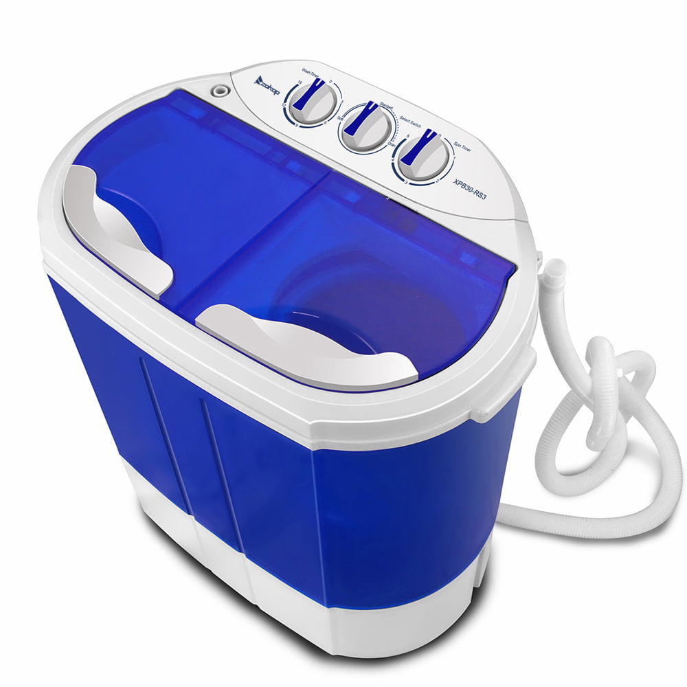10.4Lbs Semi-automatic Portable Compact Twin Tub Washing Machine Wash Spin Drain 
