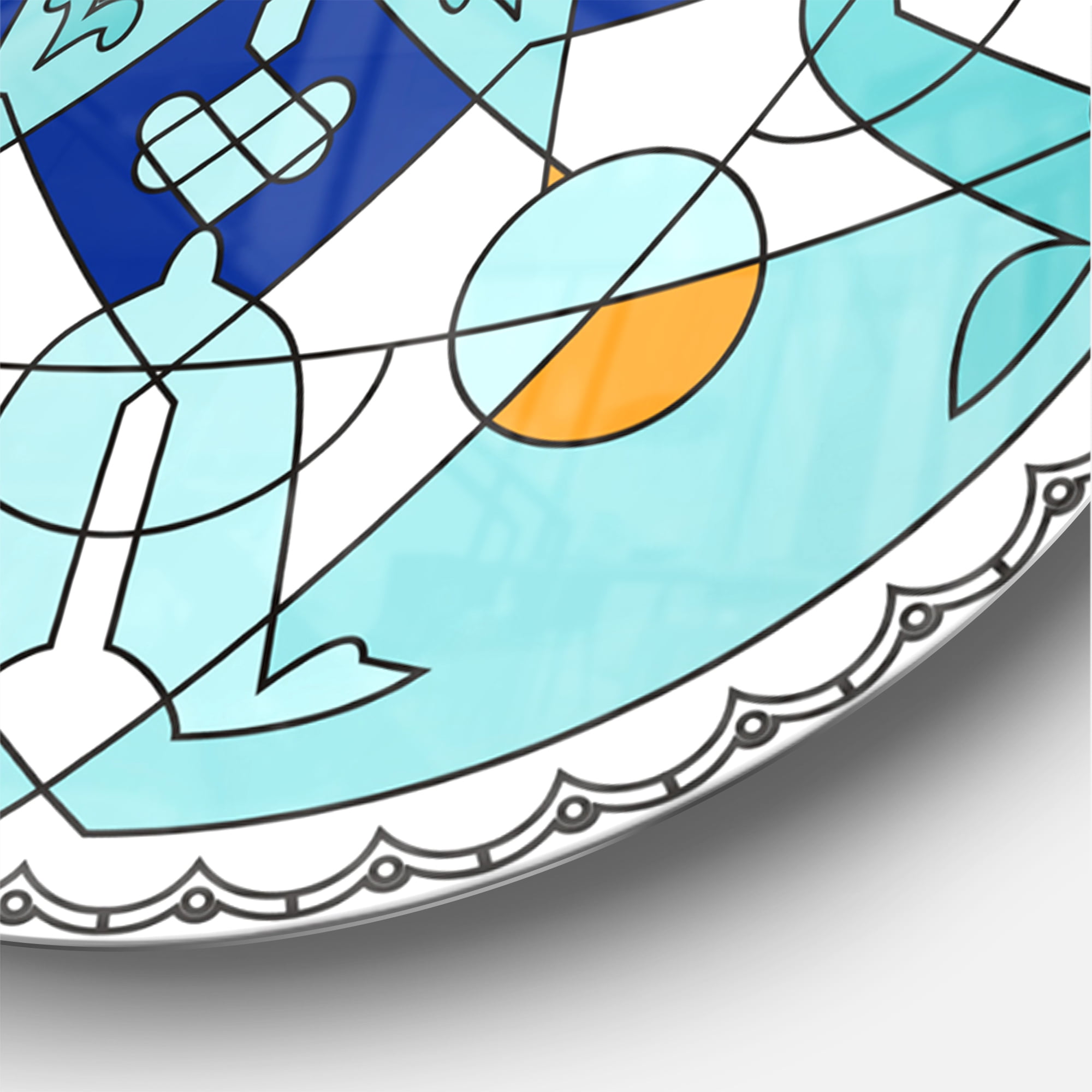 Designart 'Gorgeous Blue Morroccan tile ' Modern wall clock
