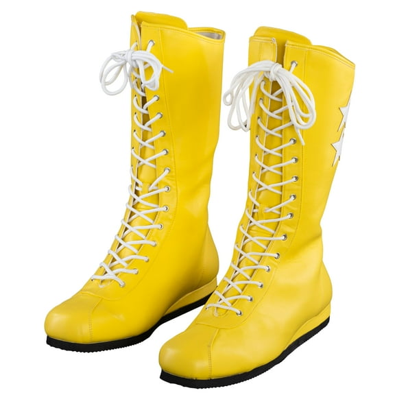 Macho Wrestler Man Madness Yellow Boots with Stars Halloween Costume Accessory Cosplay