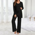 thumbnail image 7 of UAMVSH 3 Piece Ribbed Lounge Sets for Women Knitted Long Sleeve Cardigan Cropped Tank Top and Wide Leg Pants Fall Winter Sets(LargeBlack), 7 of 7