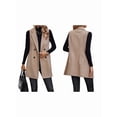 thumbnail image 3 of Womens Long Vest Sleeveless Lapel Double Breasted Fall Winter Coats Jackets Color L, 3 of 7