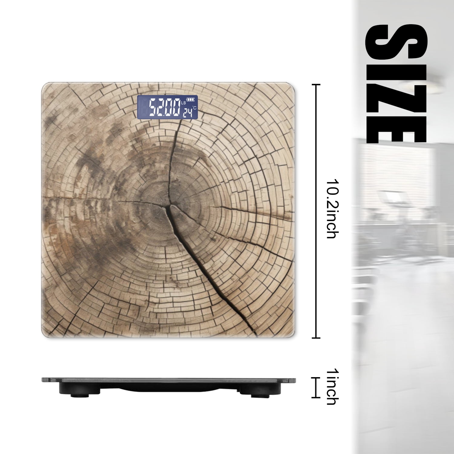 Digital Bathroom Scale with Large LCD Display,High Capacity Scale 400 lbs High Precision body fat scale-Old Tree Trunk With Visible Wood Rings Symbolizing Age