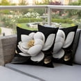 thumbnail image 2 of 2 Pack Outdoor Waterproof Throw Pillow Covers,Spring White Floral Flower on Black Decorative Square Patio Pillowcases for Chair Couch Sofa 16x16in, 2 of 9