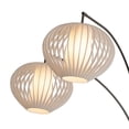 thumbnail image 6 of Bloom 3-Light Arc Floor Lamp in Black Nickel with White Satin Drum Shades, 6 of 9