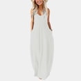 thumbnail image 2 of Youmylove Robes Maxi d'Été pour Femmes Robe Longue Unie à Col Rond Manches Longues Patchwork Mode Confortable Robe de Plage Vacances Soleil, 2 of 6