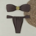 thumbnail image 3 of MIXUE Swim Suits for Women Solid Color Strapless Sexy Two Piece Bikini Sets for Women Swimwears Bathing Suits,Brown,M, 3 of 3