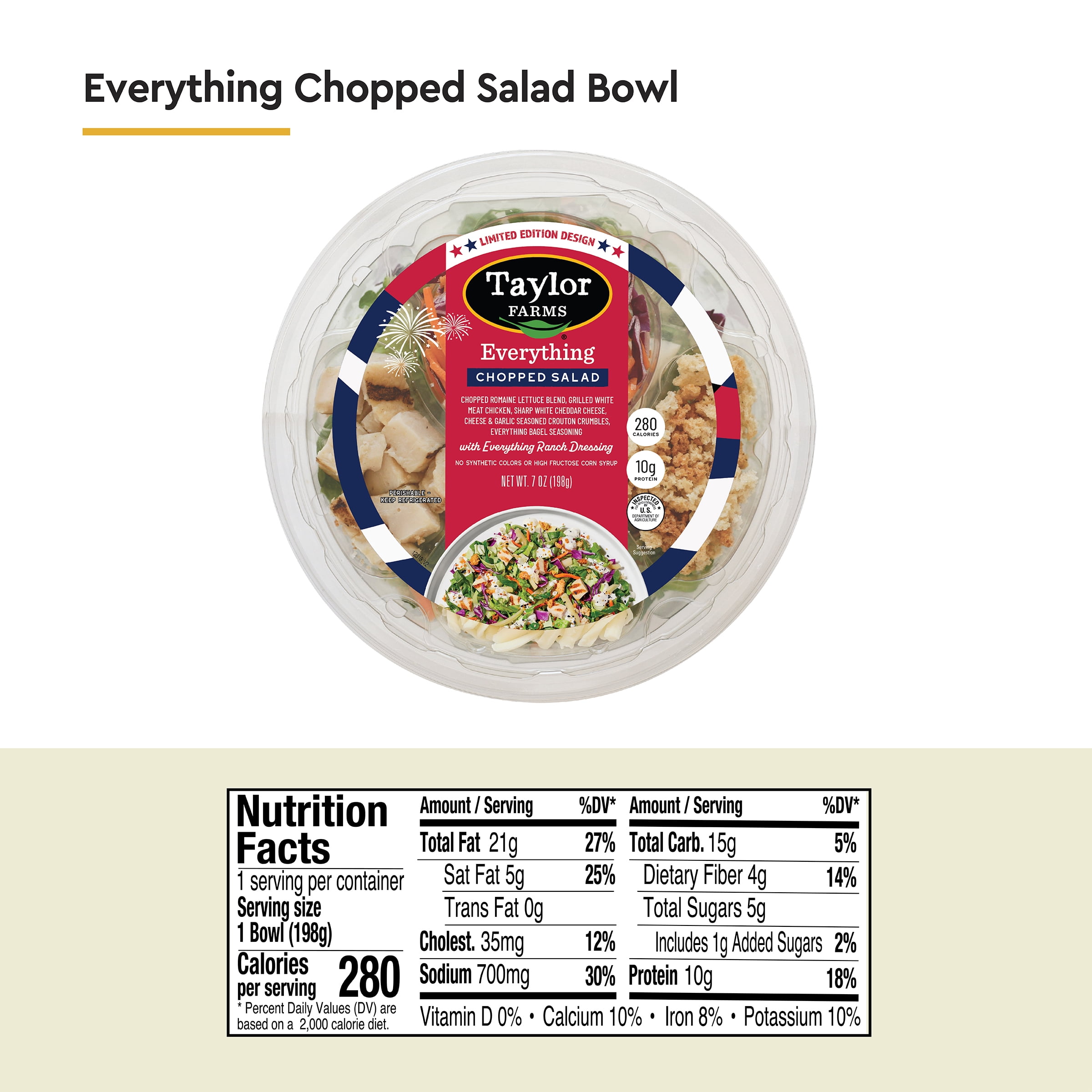 Taylor Farms Everything Bagel Chopped Salad Bowl, 7 oz (Fresh)