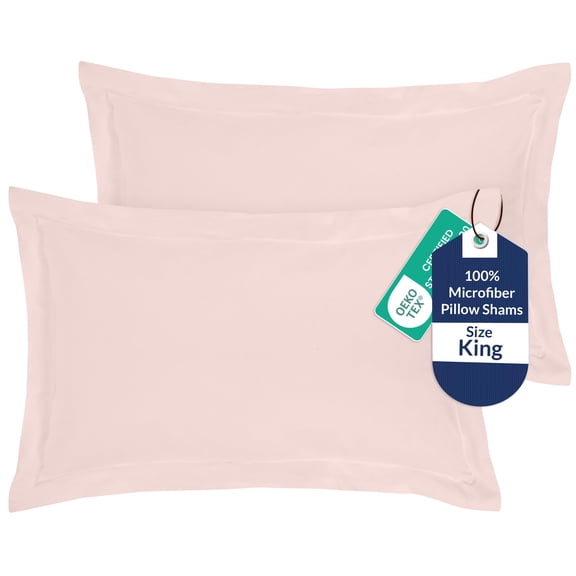 Royale Linens Pillow Shams 2 Pack King Size 20x36 Inch - Brushed 1800 Microfiber - Bed Pillow Shams, Wrinkle Resistant Super Soft and Cozy - Back Overlap Closure - Oxford Pillowcase (King, Pink)