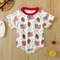 thumbnail image 2 of Baby Boy Romper Infant Independence Day Short Sleeve Baseball Letter Embroider Romper Bodysuits Baby Boy Onesies White 0 Months-3 Months, 2 of 7