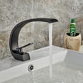 thumbnail image 2 of 6.8 Inches Nozzle Height Matte Black Bathroom Sink Faucet, High Arc Curved Bathroom Faucet, 2 of 7