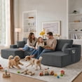 thumbnail image 4 of Leumius 130" U Shaped Sectional Couches with Chaise,Modern Deep Seat Boneless Corduroy Cloud Modular Sofa for Living Room,Gray, 4 of 8