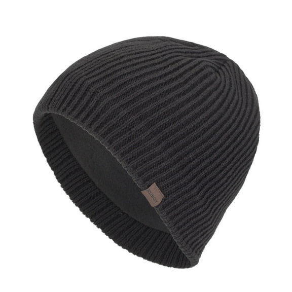 LONKITO Mens Hats Winter Fleece Warm Knitted Wool Hat Plush Thickened Large Vertical Solid Color Stripe Cap