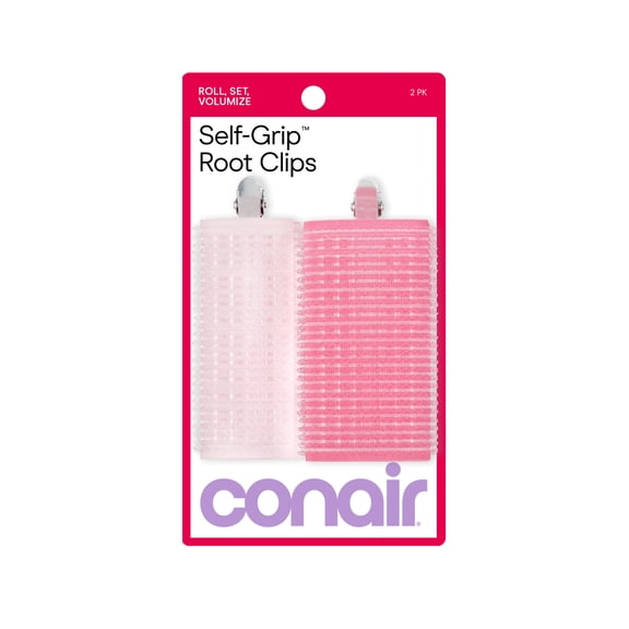 Conair Volumizing Root Clips, Self-Grip Rollers for Instant Lift, Pink, 2 Count