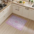 thumbnail image 2 of ODIKA 3'x5' Washable Accent Rug Purple Vintage Beige Scrolling Vine Border Pink Boho Lilac for Bedside, Nursery Room, Pet Friendly & Non-Shedding, 2 of 7