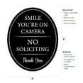 thumbnail image 3 of All Hung Up 4" x 5" Smile You're on Camera & No Soliciting Sign for House, 3M Self-Adhesive for Door,Window,Wall, Durable Quality Aluminum Metal Surface, Home,Business,Office, Thank You, Black, 3 of 3