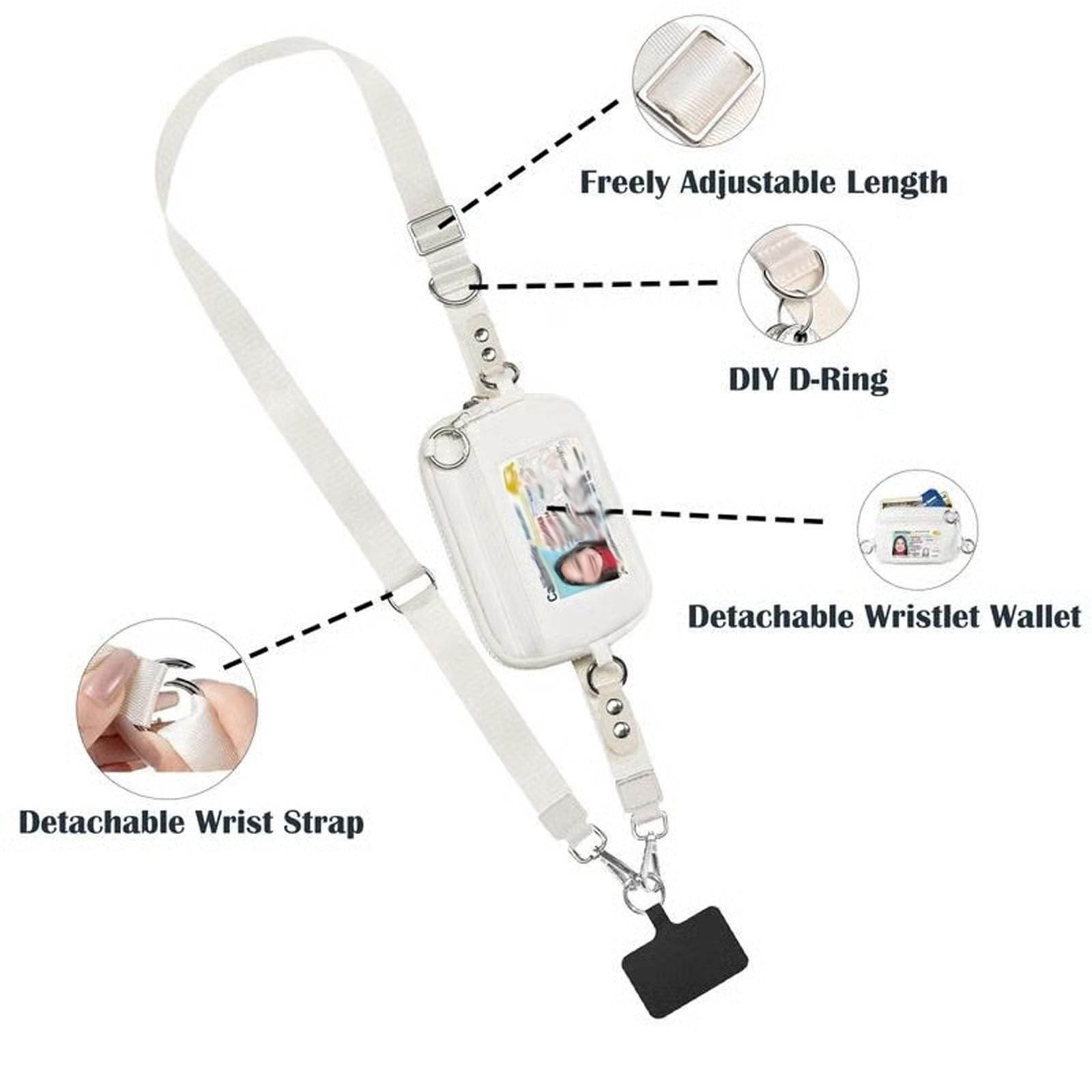 2025 New Crossbody Lanyard Teacher, Adjustable Crossbody Phone Wallet Lanyard with Safety Breakaway Clasp