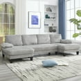 thumbnail image 6 of [VIDEO provided][New]U-Shaped Couch with Oversized Seat,4-Seat Sofa with Double Chaise,Comfortable and spacious indoor furniture for Living Room,Apartment, 6 of 17