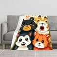 thumbnail image 2 of Adorable Cartoon Animal Flannel Blanket - Soft Warm & Cozy for Sofa Travel Bed & Chair - Perfect for Animal Lovers, 2 of 7