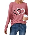 thumbnail image 2 of JAKANYQ T-Shirts pour Femmes Mode Décontractée Col Rond Manches Longues T-Shirt pour Amour Cœur Lettre Couche de Base Confortable et Tendance. pour Usage Quotidien. Tee Mignon, 2 of 3