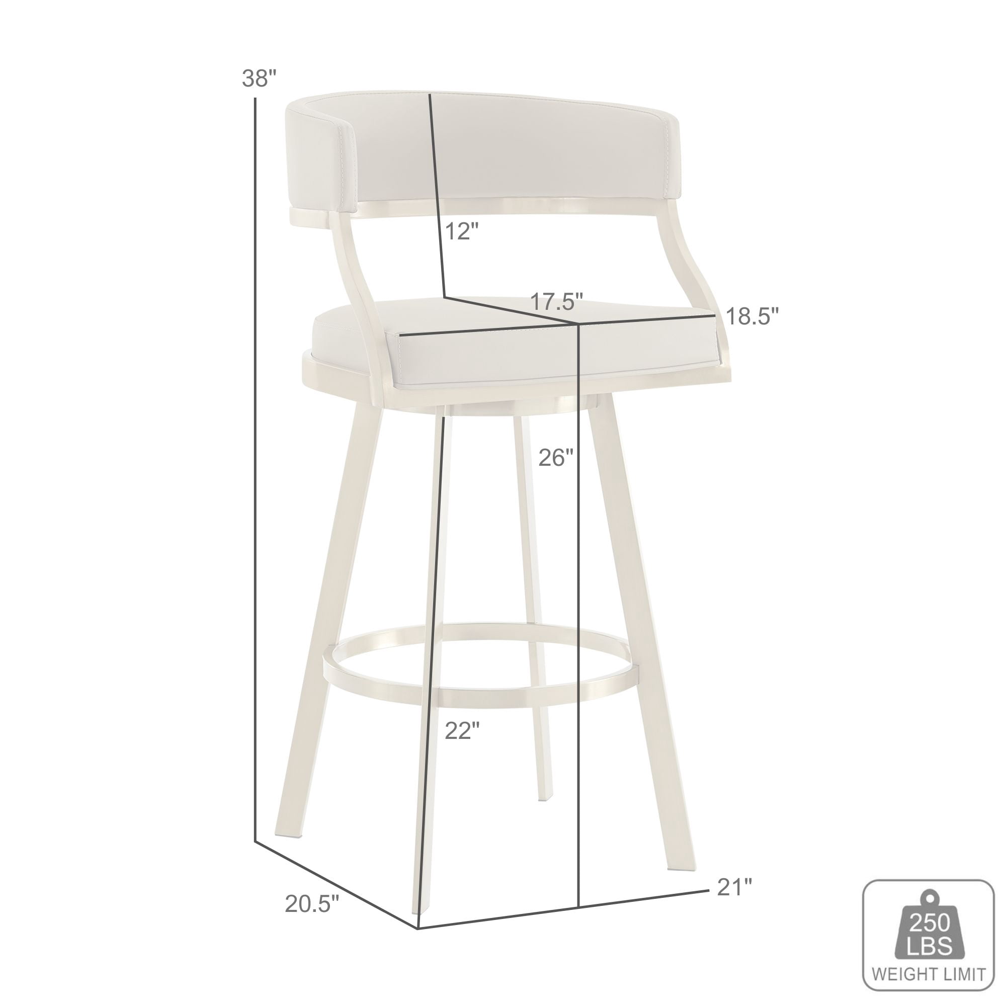 Saturn 26" Swivel Counter Stool with Gold Brushed Stainless Steel and Black Faux Leather