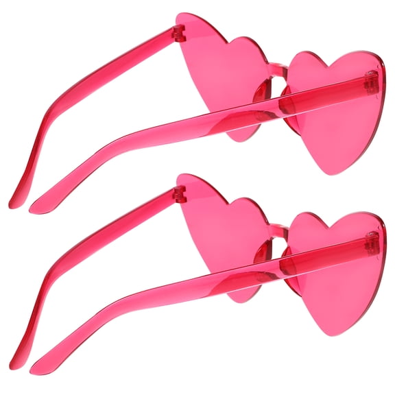 2pcs Rimless Sunglasses Heart Shaped Frameless Glasses Festival Unique Eyewear