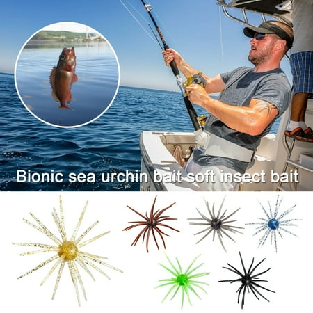 Ettsollp 1/2Pcs 9CM/2.8G 11CM/8.7G Soft Sea Urchin Lure with 24 Skirts PVC Colorful Artificial Bait Saltwater Freshwater Bass Walleye Trout Fishing Accessories