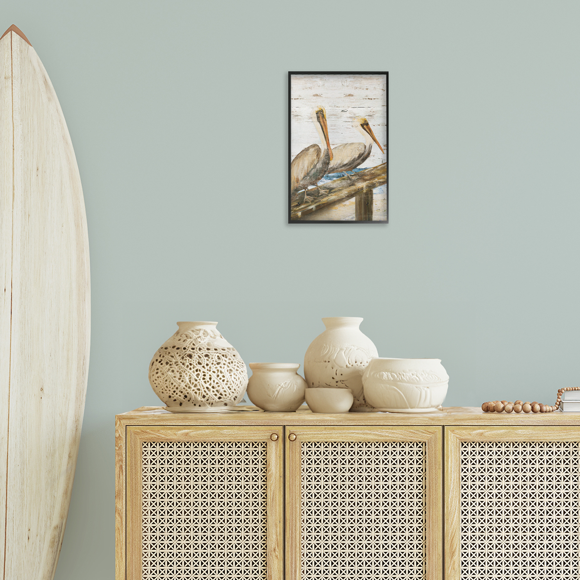 Stupell Industries Rustic Pelicans Perched Animals & Insects Painting Black Framed Art Print Wall Art, 12 x 18