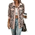 thumbnail image 4 of Leopard Print Shacket Jacket, Casual Button Front Turn Down Collar Long Sleeve Outerwear, Women's Clothing, 4 of 5