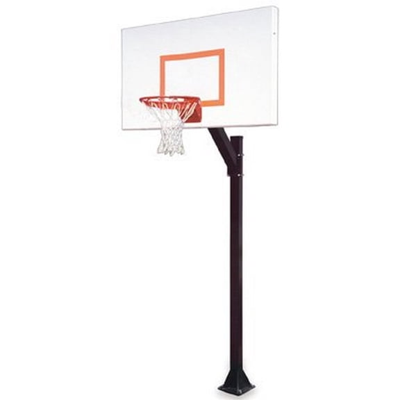 First Team Legacy Endura-BP Steel-Aluminum In Ground Fixed Height Basketball System44; Forest Green