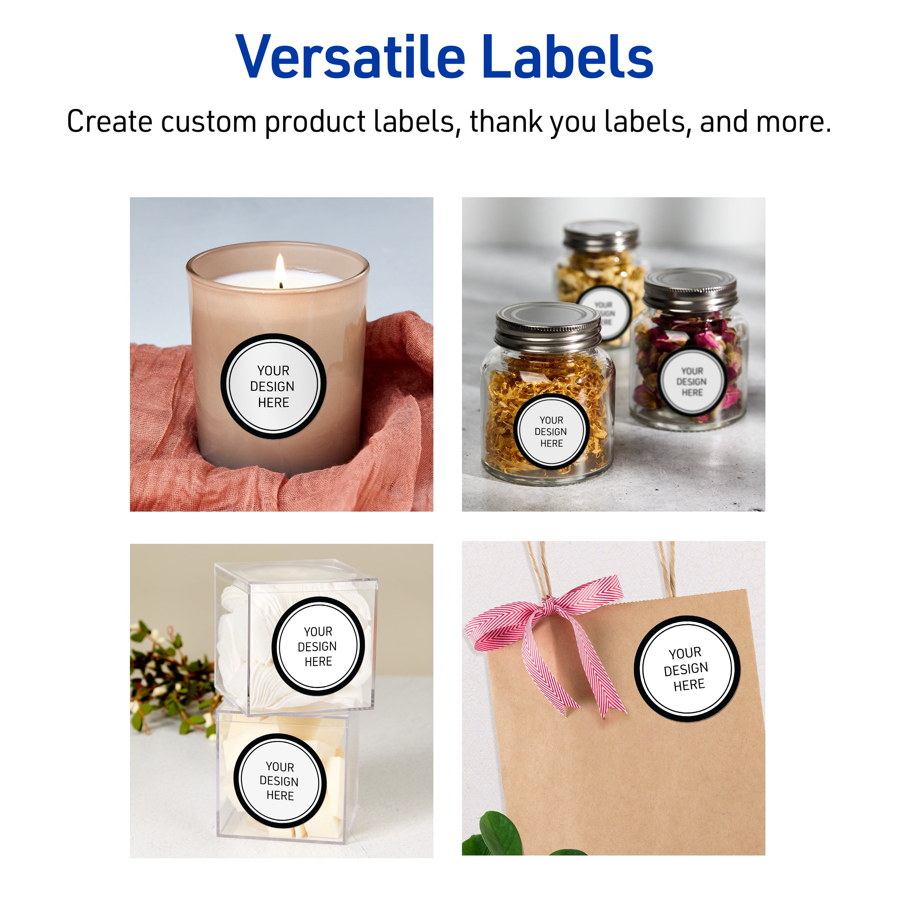 Avery Labels, 2" Diameter, Double Black Border, Glossy White, 120ct