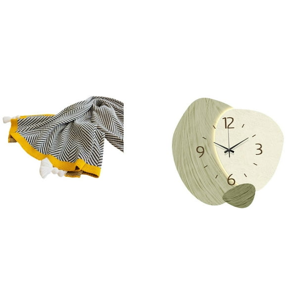 Manta de punto,Manta de punto decorativa para el hogar,Reloj de pared,Reloj de pared silencioso Reloj de pared nórdico Decoración del hogar,Relojes decorativos para pared,oficina,aula,hogar.