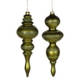 thumbnail image 1 of Vickerman 14" Dark Olive Matte/Glitter Finial Christmas Ornament 2 per Box, 1 of 1