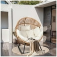 thumbnail image 5 of Open Box JAMFLY Rocking Egg Chair w/Cushion for Indoor & Outdoor Spaces, Beige, 5 of 5
