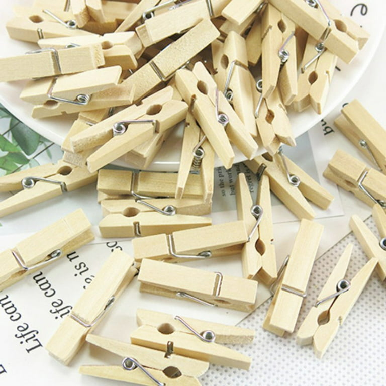 100pcs DIY Wooden Clothes Photo Paper Pegs Clothespin Cards Craft Clips